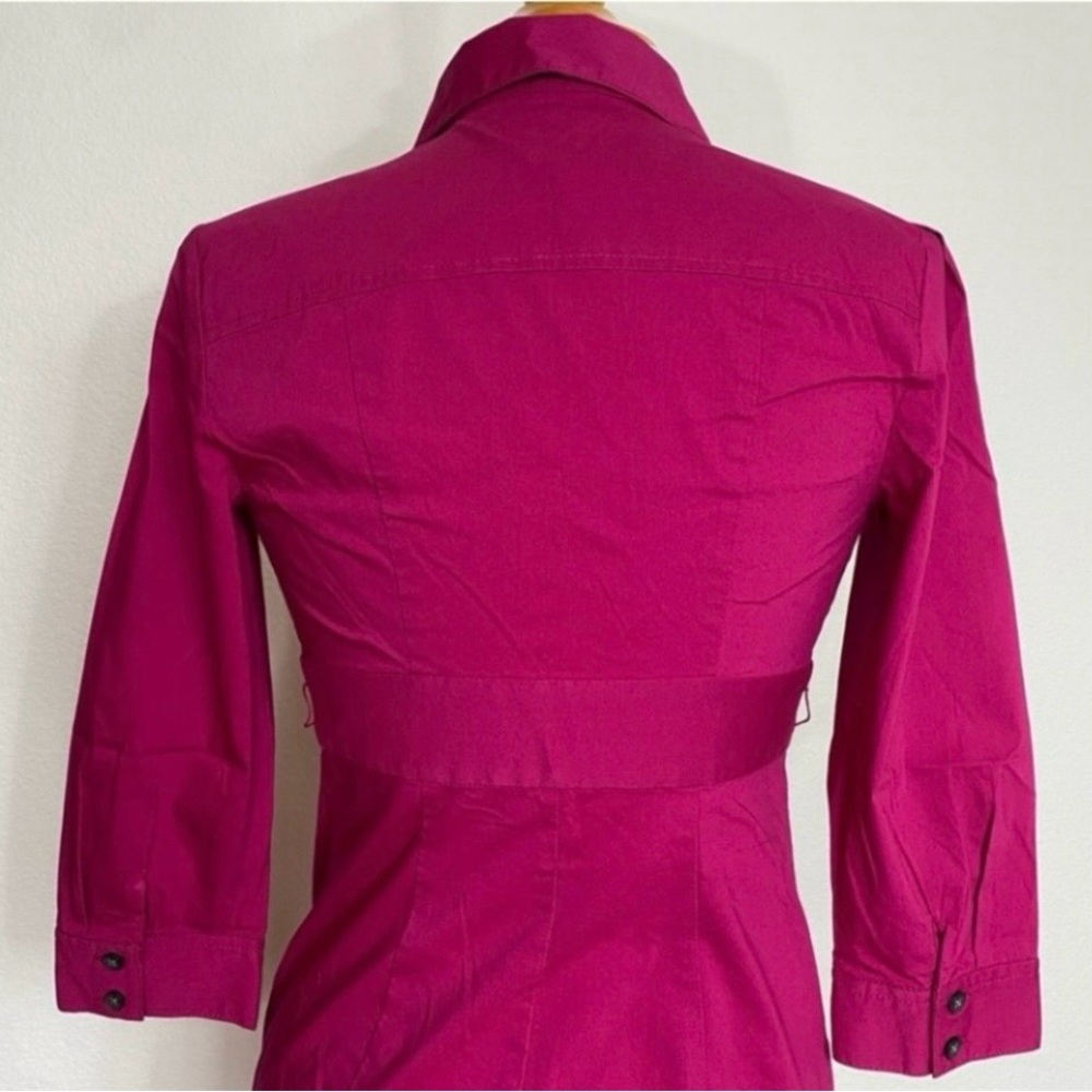 Express Womens Magenta Button Collared Stretch Sh… - image 7